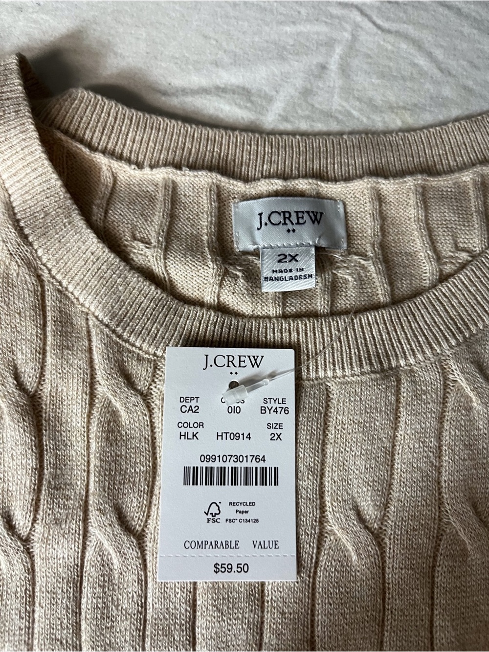 J. Crew Women’s Cable Crewneck Tank Top-in Heathered Oatmeal